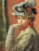 Pierre Renoir Young Girl in a White Hat France oil painting reproduction